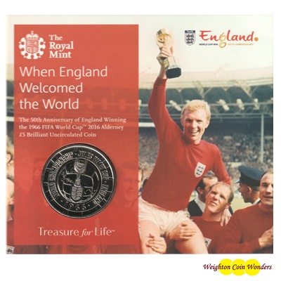 2016 BU £5 Coin Pack - 50th Anniversary 1966 FIFA World Cup - Click Image to Close